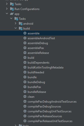 Gradle Tasks > assemble