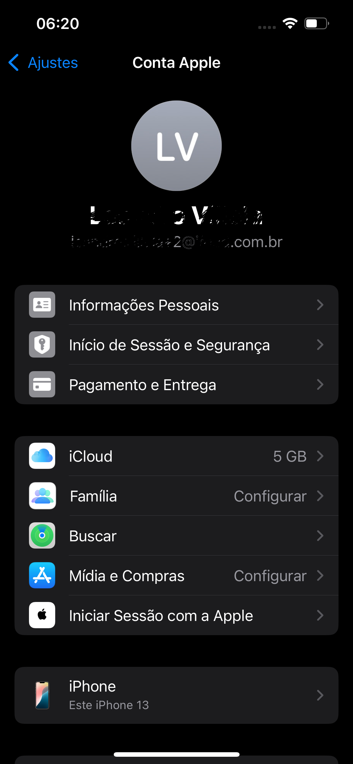Conta de sandbox